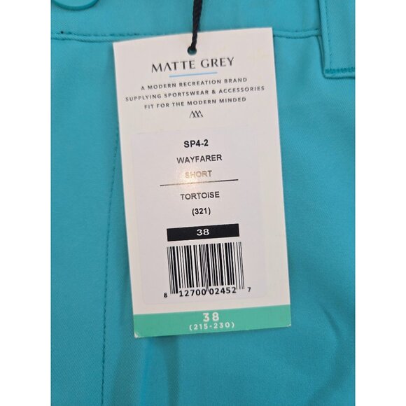 Matte Grey Wayfarer Tortoise Golf Shorts 38 Turquoise NEW NWT - Picture 6 of 9